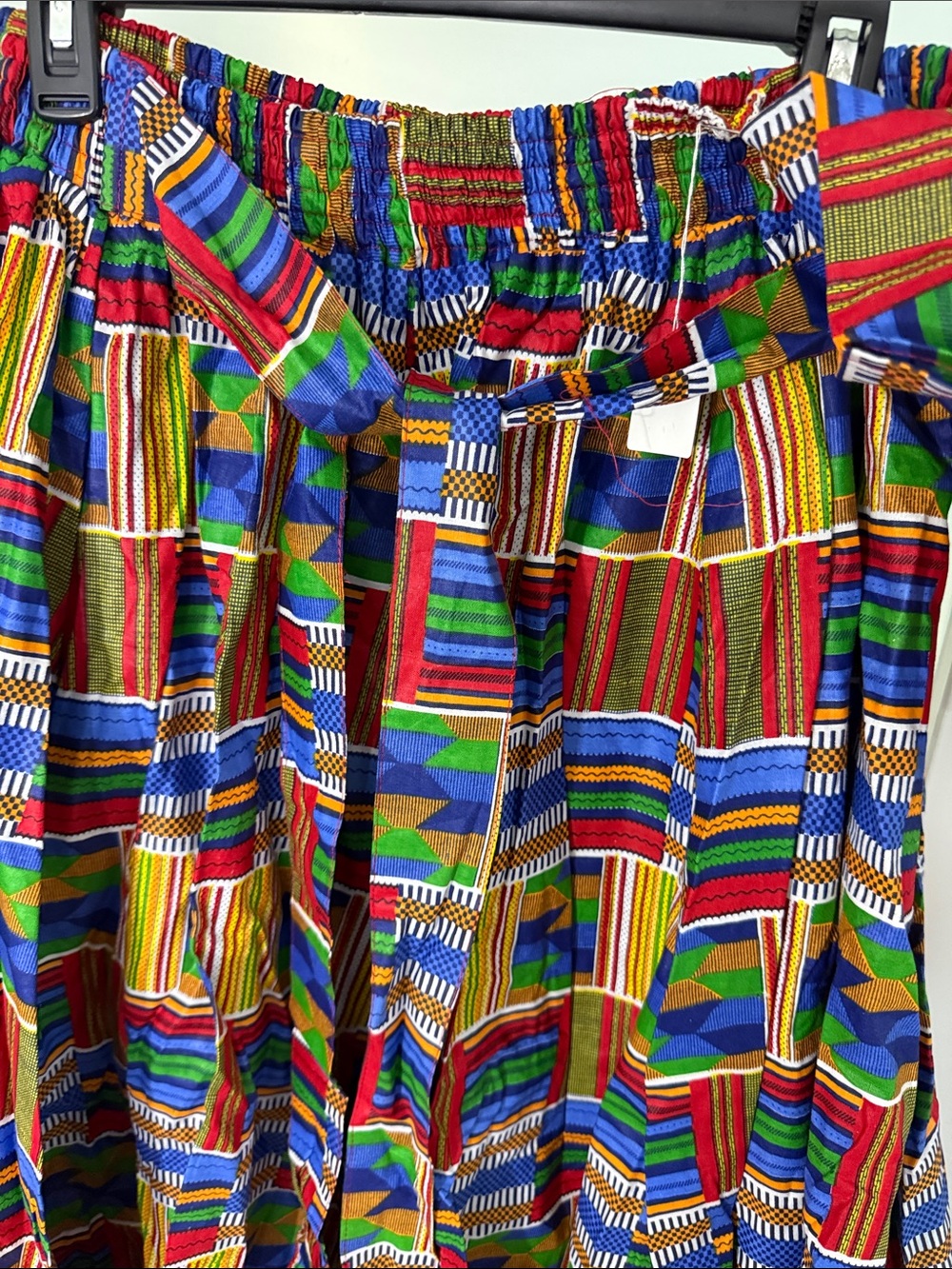 Blue and Orange Kente Maxi Skirt with pockets and Headwear - Picture 4 of 7